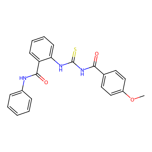 2-[(4-methoxybenzoyl)carbamothioylamino]-N-phenylbenzamide structure