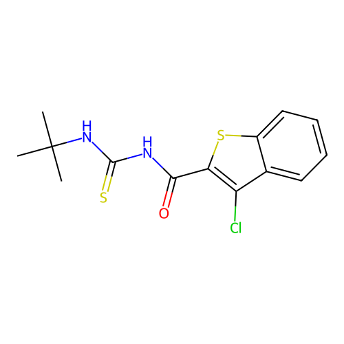 N-(tert-butylcarbamothioyl)-3-chloro-1-benzothiophene-2-carboxamide structure