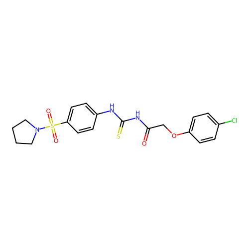 N-[(4-chlorophenoxy)acetyl]-N'-[4-(1-pyrrolidinylsulfonyl)phenyl]thiourea structure