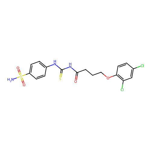 4-(2,4-dichlorophenoxy)-N-[(4-sulfamoylphenyl)carbamothioyl]butanamide structure