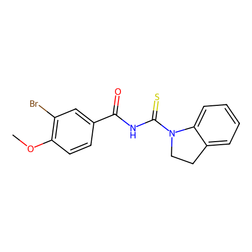 3-bromo-N-(2,3-dihydro-1H-indol-1-ylcarbonothioyl)-4-methoxybenzamide structure