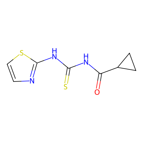 N-(1,3-thiazol-2-ylcarbamothioyl)cyclopropanecarboxamide structure