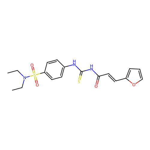 (2E)-N-{[4-(diethylsulfamoyl)phenyl]carbamothioyl}-3-(furan-2-yl)prop-2-enamide structure