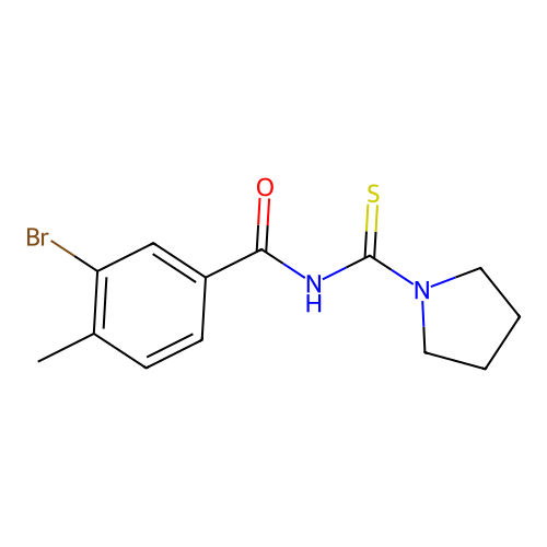 3-bromo-4-methyl-N-(1-pyrrolidinylcarbothioyl)benzamide structure