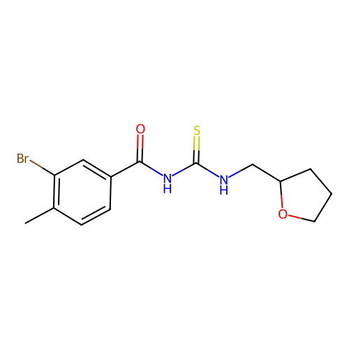 3-bromo-4-methyl-N-[(2-oxolanylmethylamino)-sulfanylidenemethyl]benzamide structure