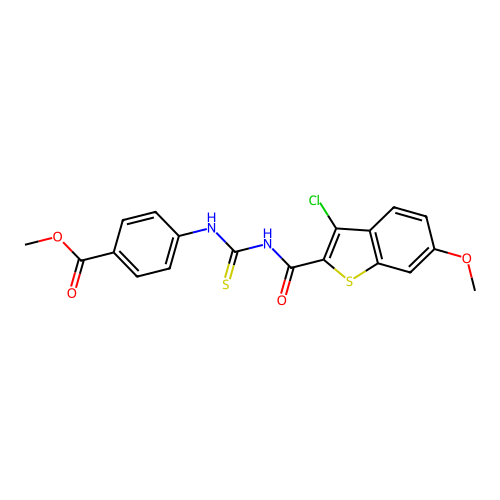 methyl 4-[(3-chloro-6-methoxy-1-benzothiophene-2-carbonyl)carbamothioylamino]benzoate structure