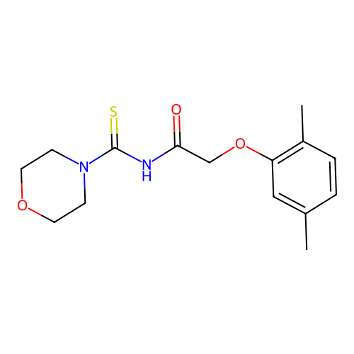 2-(2,5-dimethylphenoxy)-N-(morpholine-4-carbothioyl)acetamide structure