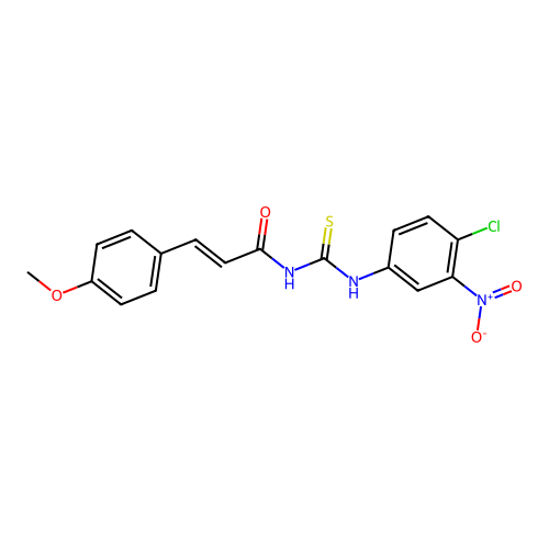 (2E)-N-[(4-chloro-3-nitrophenyl)carbamothioyl]-3-(4-methoxyphenyl)prop-2-enamide structure
