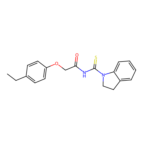 N-(2,3-dihydro-1H-indol-1-ylcarbonothioyl)-2-(4-ethylphenoxy)acetamide structure