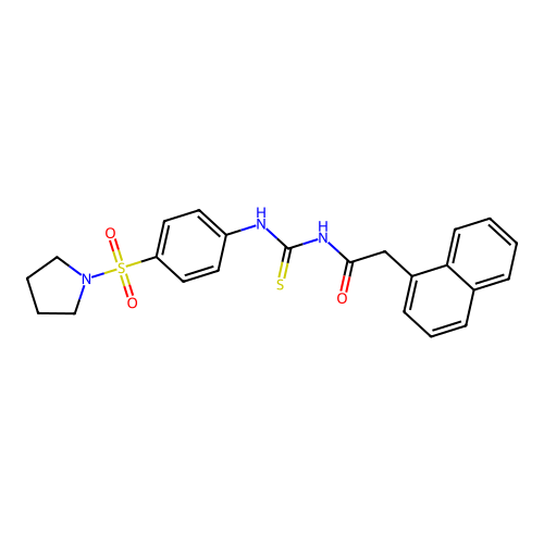 N-(1-naphthylacetyl)-N'-[4-(1-pyrrolidinylsulfonyl)phenyl]thiourea structure