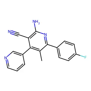 2-Amino-6-(4-fluorophenyl)-5-methyl-4-pyridin-3-ylpyridine-3-carbonitrile structure