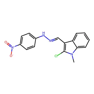 N-[(2-chloro-1-methylindol-3-yl)methylideneamino]-4-nitroaniline structure