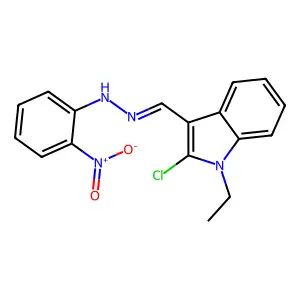 N-[(2-chloro-1-ethylindol-3-yl)methylideneamino]-2-nitroaniline structure