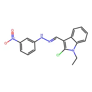 N-[(2-chloro-1-ethylindol-3-yl)methylideneamino]-3-nitroaniline structure
