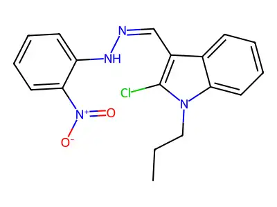 N-[(2-chloro-1-propylindol-3-yl)methylideneamino]-2-nitroaniline structure