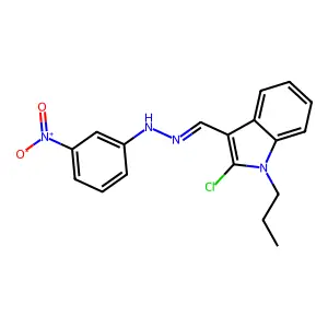 N-[(2-chloro-1-propylindol-3-yl)methylideneamino]-3-nitroaniline structure