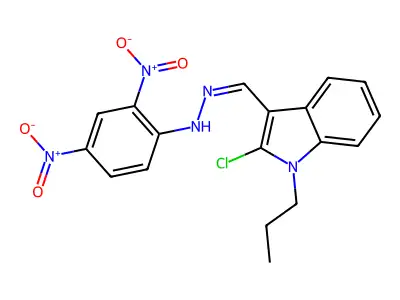 N-[(2-chloro-1-propylindol-3-yl)methylideneamino]-2,4-dinitroaniline structure