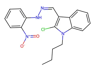N-[(1-butyl-2-chloroindol-3-yl)methylideneamino]-2-nitroaniline structure