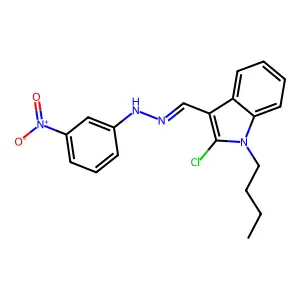 N-[(1-butyl-2-chloroindol-3-yl)methylideneamino]-3-nitroaniline structure