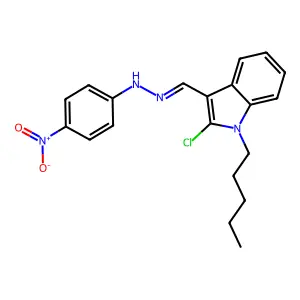 N-[(2-chloro-1-pentylindol-3-yl)methylideneamino]-4-nitroaniline structure