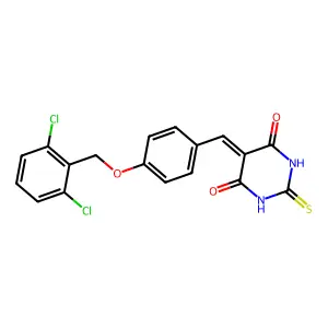 5-{4-[(2,6-dichlorobenzyl)oxy]benzylidene}-2-thioxodihydropyrimidine-4,6(1H,5H)-dione structure