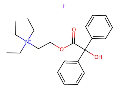 Ammonium, (2-hydroxyethyl)triethyl-, iodide, benzilate structure