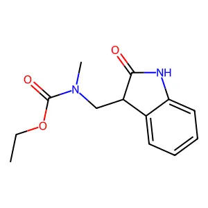 ethyl N-methyl-N-[(2-oxo-1,3-dihydroindol-3-yl)methyl]carbamate structure