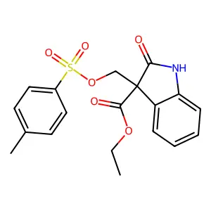ethyl 3-[(4-methylphenyl)sulfonyloxymethyl]-2-oxo-1H-indole-3-carboxylate structure