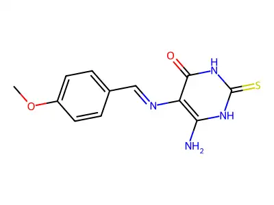 6-amino-5-[(4-methoxyphenyl)methylideneamino]-2-sulfanyliden structure