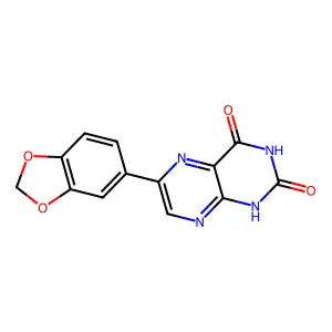6-(1,3-benzodioxol-5-yl)-1H-pteridine-2,4-dione structure