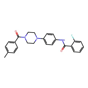 2-fluoro-N-[4-[4-(4-methylbenzoyl)piperazin-1-yl]phenyl]benzamide structure