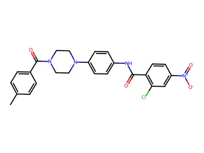 2-chloro-N-[4-[4-(4-methylbenzoyl)piperazin-1-yl]phenyl]-4-nitrobenzamide structure