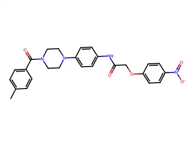 N-[4-[4-(4-methylbenzoyl)piperazin-1-yl]phenyl]-2-(4-nitrophenoxy)acetamide structure