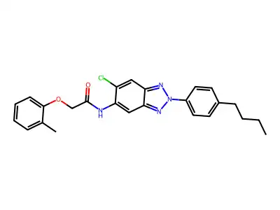 N-[2-(4-butylphenyl)-6-chloro-2H-benzotriazol-5-yl]-2-(2-methylphenoxy)acetamide structure