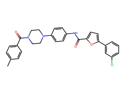 5-(3-chlorophenyl)-N-[4-[4-(4-methylbenzoyl)piperazin-1-yl]phenyl]furan-2-carboxamide structure