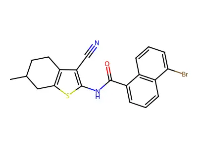 5-bromo-N-(3-cyano-6-methyl-4,5,6,7-tetrahydro-1-benzothiophen-2-yl)naphthalene-1-carboxamide structure