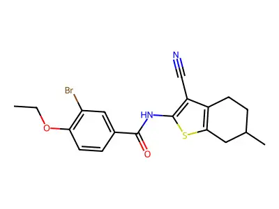 3-bromo-N-(3-cyano-6-methyl-4,5,6,7-tetrahydro-1-benzothiophen-2-yl)-4-ethoxybenzamide structure