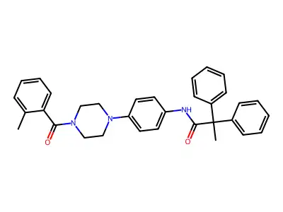 N-[4-[4-(2-methylbenzoyl)piperazin-1-yl]phenyl]-2,2-diphenylpropanamide structure