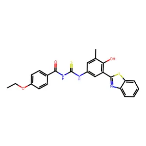 N-((3-(benzo[d]thiazol-2-yl)-4-hydroxy-5-methylphenyl)carbamothioyl)-4-ethoxybenzamide structure
