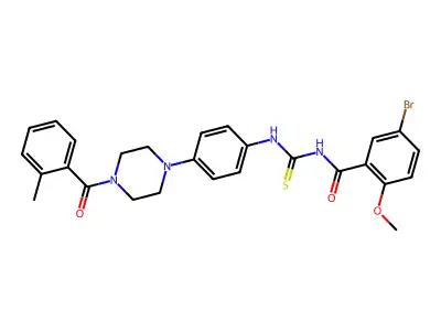 5-bromo-2-methoxy-N-[[4-[4-(2-methylbenzoyl)piperazin-1-yl]phenyl]carbamothioyl]benzamide structure