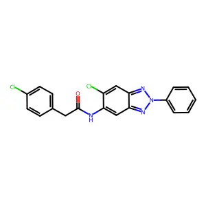 2-(4-chlorophenyl)-N-(6-chloro-2-phenylbenzotriazol-5-yl)acetamide structure