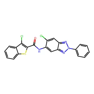 3-chloro-N-(6-chloro-2-phenylbenzotriazol-5-yl)-1-benzothiophene-2-carboxamide structure