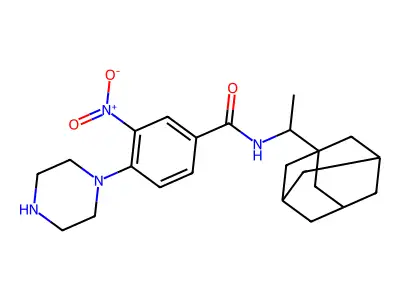 N-[1-(1-adamantyl)ethyl]-3-nitro-4-piperazin-1-ylbenzamide structure