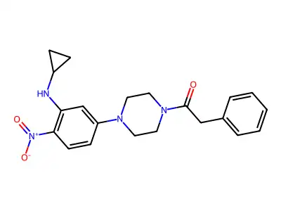 1-[4-[3-(Cyclopropylamino)-4-nitrophenyl]piperazin-1-yl]-2-phenylethanone structure