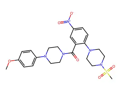 [4-(4-methoxyphenyl)piperazin-1-yl]-[2-(4-methylsulfonylpiperazin-1-yl)-5-nitrophenyl]methanone structure
