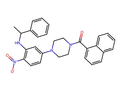 Naphthalen-1-yl-[4-[4-nitro-3-(1-phenylethylamino)phenyl]piperazin-1-yl]methanone structure