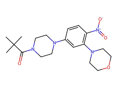 2,2-Dimethyl-1-[4-(3-morpholin-4-yl-4-nitrophenyl)piperazin-1-yl]propan-1-one structure