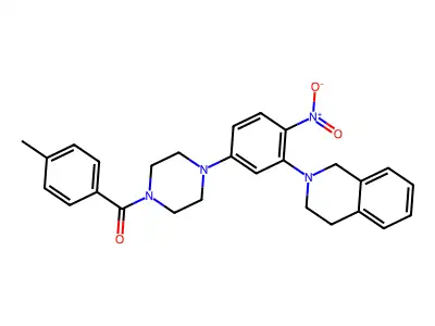 [4-[3-(3,4-dihydro-1H-isoquinolin-2-yl)-4-nitrophenyl]piperazin-1-yl]-(4-methylphenyl)methanone structure