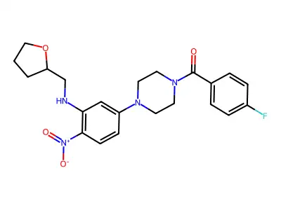 (4-fluorophenyl)-[4-[4-nitro-3-(oxolan-2-ylmethylamino)phenyl]piperazin-1-yl]methanone structure