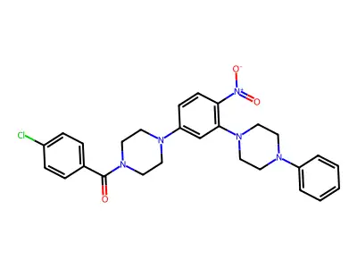 (4-chlorophenyl)-[4-[4-nitro-3-(4-phenylpiperazin-1-yl)phenyl]piperazin-1-yl]methanone structure